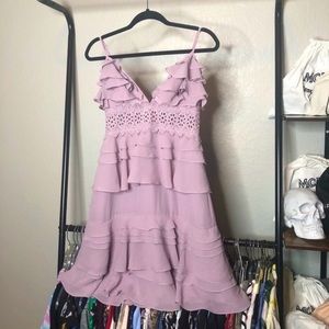 TRUE Decadence Purple Plunge Tiered Ruffle Dress Bridesmaid Flower girl